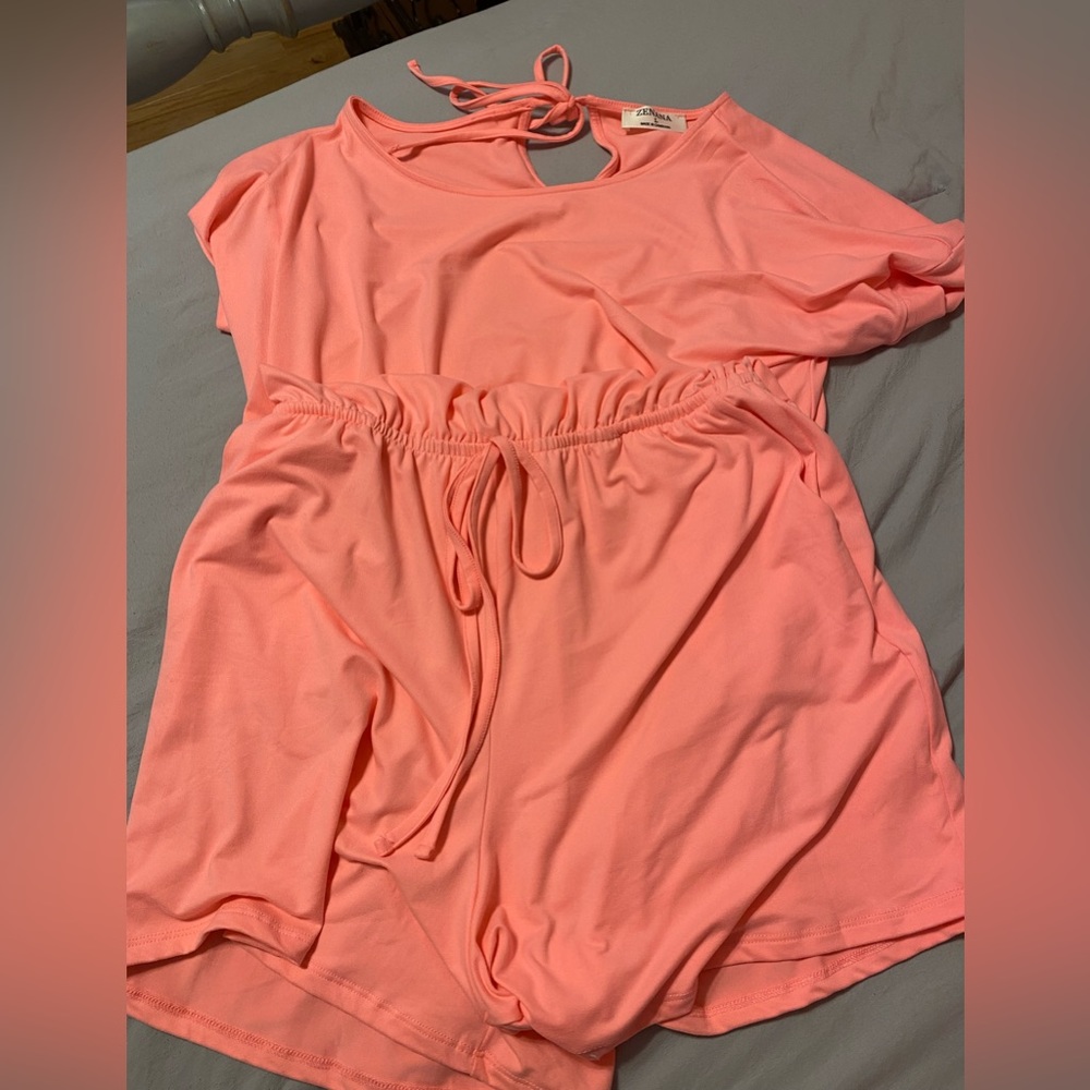 Neon pink romper